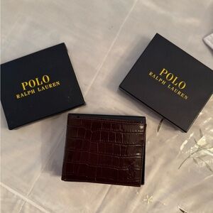 Polo by Ralph Lauren Brown Key Card Holder Luxurious Leather